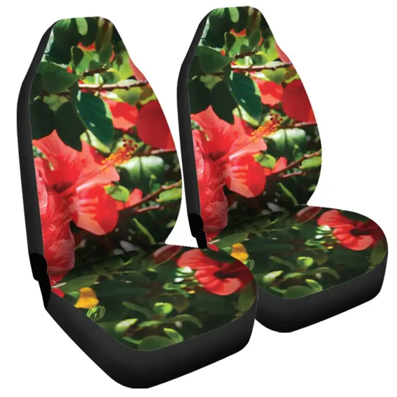 Hot Pink Magenta Hibiscus Flower Car Seat Covers Hawaiian Flower Polynesian Pattern 2 Universal Front Seat Protective Cover