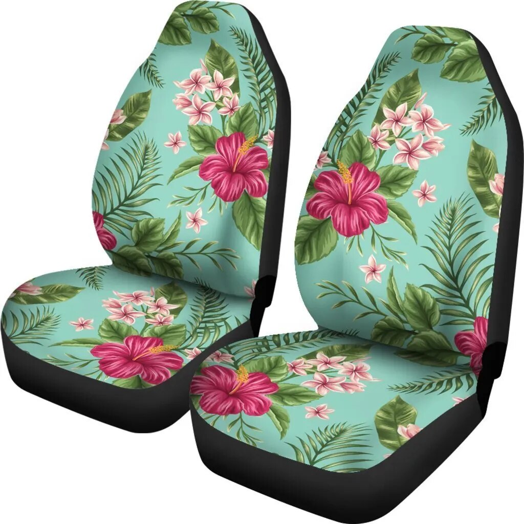 Hot Pink Magenta Hibiscus Flower Car Seat Covers Hawaiian Flower 