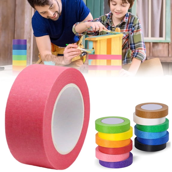 Hot Pink Masking Tape For Painting DIY Craft Decorating Wall Art Projects Strong Adhesion Painter Tape Edge Trimming Automotive Use Multi Purpose Color Tape Roll