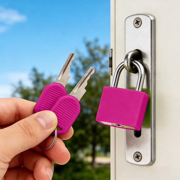 Hot Pink Mini Padlock 32mm, Single Travel Lock with 2 Keys, Waterproof Safety Lock for Backpacks, School Lockers, Gym Lockers, Toolboxes, Diaries, Bags