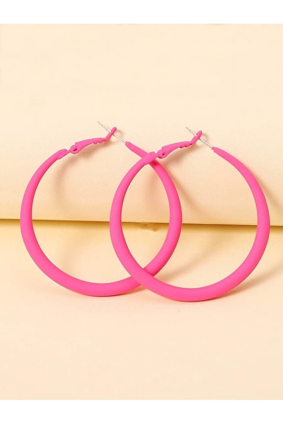 Hot Pink Minimalist Open Circle Hoop Earrings For Women, Lightweight Daily Wear & Gift
