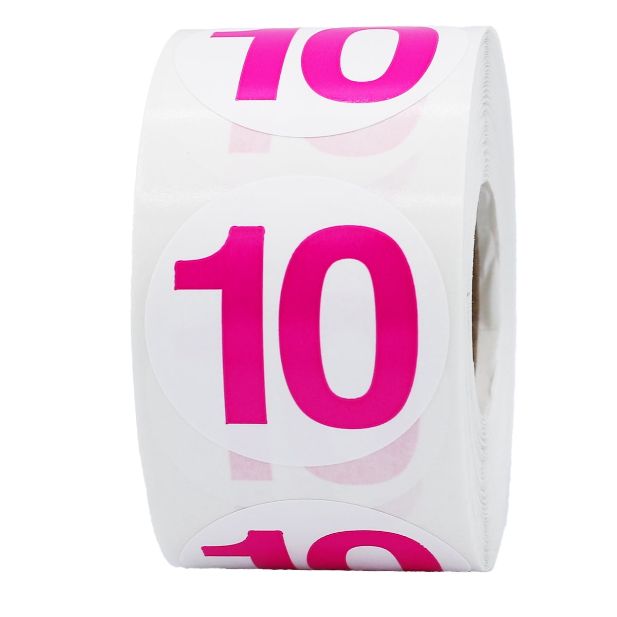 Hot Pink Number 10 Circle Stickers | 1.5