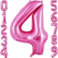 Hot Pink Number 4 HP29 Balloon 40 Inch, Big Large Foil Helium Number