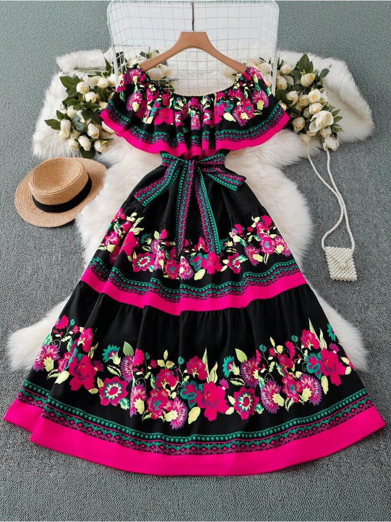 hot pink tiered dress Everly Maxi tiered skirt that cascades to an ankle Hot Pink Tiered Ruffled Prom