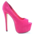 thumbnail image 1 of Hot Pink Peep Toe Platform Pump Heels Faux Suede, 1 of 1
