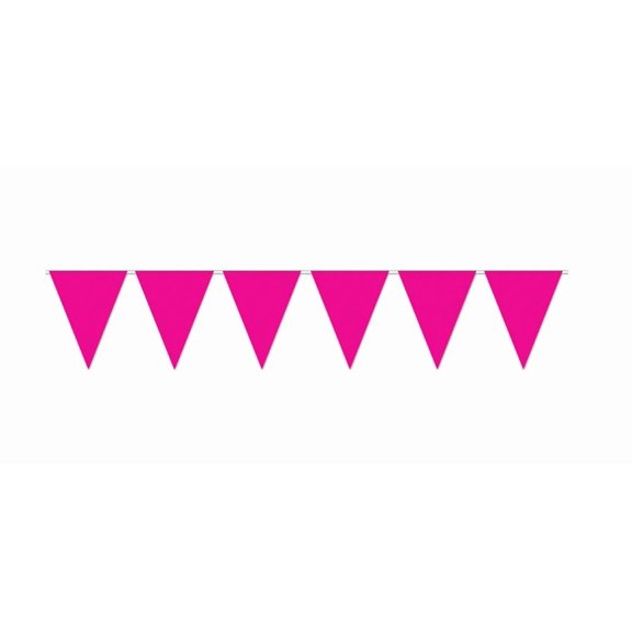 Hot Pink Pennant Banner 12 Inch X 12 Feet Plastic All Weather Party Accessory