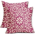 thumbnail image 1 of Hot Pink Pillow Covers 18x18 Set of 2 Pink Cream Bohemian Ethnic Carpet Boho Style Vintage Flower Print Decorative Throw Pillows Outdoor Square Cushion Cases Farmhouse Decor for Home Sofa Bed, 1 of 6