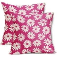 thumbnail image 1 of Hot Pink Pillow Covers 20X20 Inch White Floral Daisy Geometry Decorative Couch Pillow Cases Spring Summer Flower Throw Pillows Set of 2 Farmhouse Home Decor for Room Porch Patio Couch Outdoor, 1 of 6