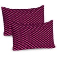 thumbnail image 1 of Hot Pink Pillow Sham Set of 2, Old Fashioned Gingham Checks in Vibrant Colors Modern Display Geometric Simple, Quality Microfiber Bedding Item for All Seasons, 26" x 20", Magenta Black, by Ambesonne, 1 of 3