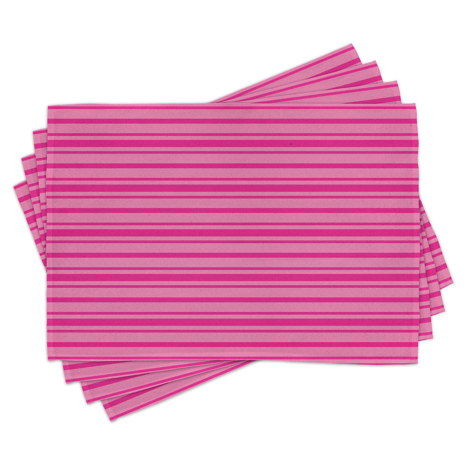 Hot Pink Placemats Set of 4 Horizontal Bold and Thin Stripes in Pink