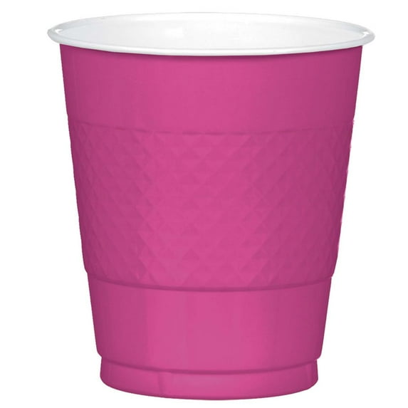 Hot Pink Plastic 12oz. Cups (20 Pack) - Party Supplies