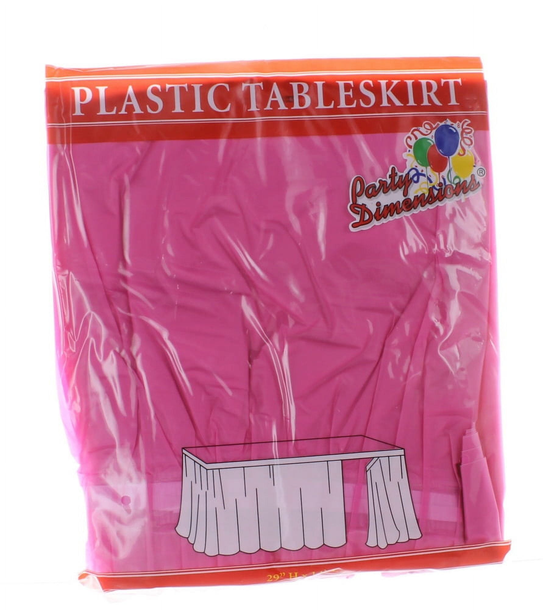 Hot Pink Plastic Table Skirt 29" x 14' Rectangular Party