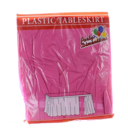 Hot Pink Plastic Table Skirt 29" x 14' Rectangular Party