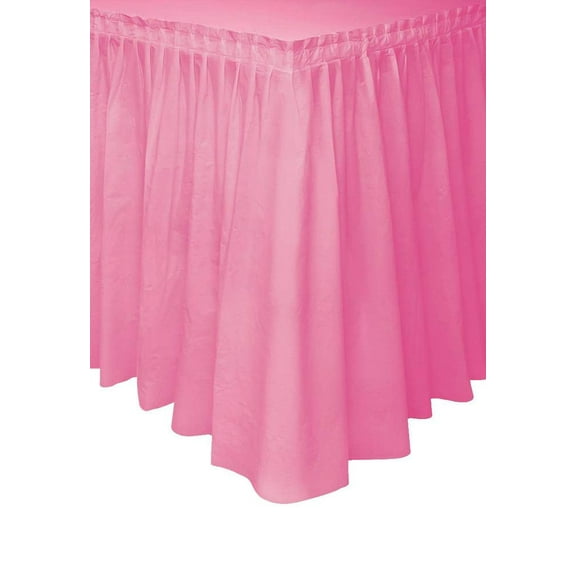 Unique Solid Plastic Table Skirt, (29" x 14 ft) Pack Of 1, Hot Pink
