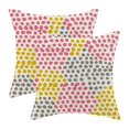 Hot Pink Polka Dot Pillow Covers 20x20 Inch Set of 2 Yellow Grey