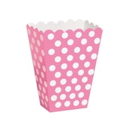 Hot Pink Polka Dot Treat Favor Boxes, 5 x 3.5in, 8ct