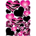 thumbnail image 1 of Hot Pink Radial, Zebra Print Heart Wall Decals Stickers/Jungle Safari Hearts Wall Decor, 1 of 1