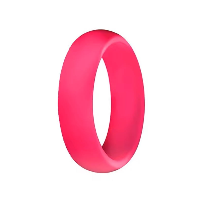 Hot Pink/Rose Silicone Wedding Ring Band Temporary Rubber Flexible Gym ...