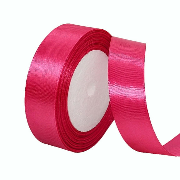 Hot Pink Satin Ribbon 1 Inches x 22m, Fabric Silk Pink Ribbon for Flower Bouquet Accessories, Gift Wrapping, Crafts, Hair Bows Making, Wreath, Wedding Party Decoration