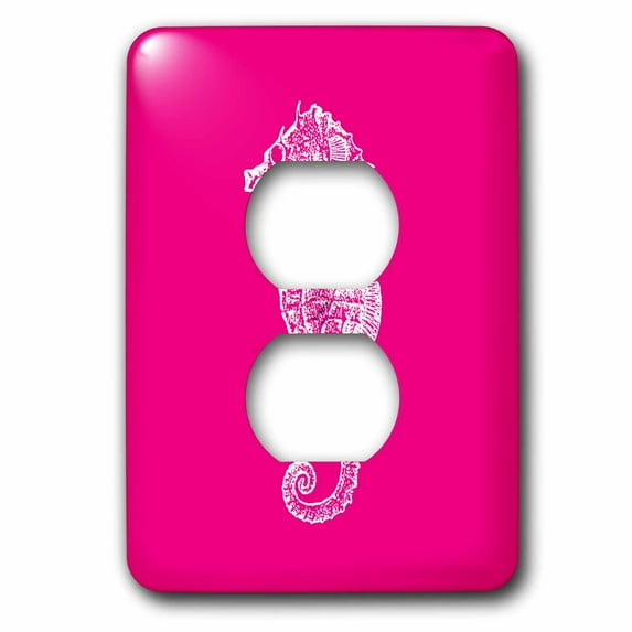 3dRose, Hot Pink Seahorse print. Sea Horse Ocean marine beach aquarium aquatic, 2 plug outlet cover
