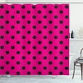 thumbnail image 1 of Hot Pink Shower Curtain, Pop Art Inspired Design Retro Pattern of Black Polka Dots Classical Spotted, Fabric Bathroom Set with Hooks, 69W X 70L Inches, Hot Pink Black, by Ambesonne, 1 of 2