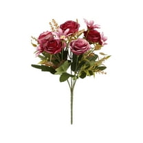 Hot Pink Simulated Flowers Roses Fake Flowers Bundle Wedding Home Furnishings Hotel Interior Decoration Artificial Flowers Decorative Ornaments Plastic Floral Stems Hot Pink For Centerpiec