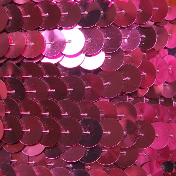 Hot Pink Single Row Trim Iron On Hot Fix Sequins 10mm Center Stitched Shiny Metallic Made in USA