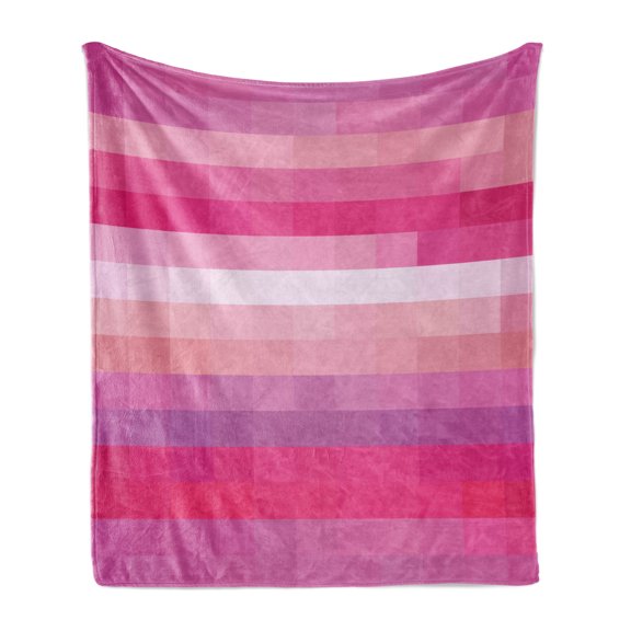 Hot Pink Soft Flannel Fleece Blanket, Abstract Vortex Swirls and Shapes Pattern Vibrant Pastel Color Gradients, Cozy Plush for Indoor and Outdoor Use, 50" x 60", Dried Rose Pale Pink, by Ambesonne