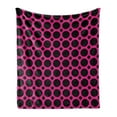 thumbnail image 1 of Hot Pink Soft Flannel Fleece Throw Blanket, Big and Small Dots Spots in Symmetrical Order Old Fashioned Vibrant Design, Cozy Plush for Indoor and Outdoor Use, 50" x 70", Hot Pink Black, by Ambesonne, 1 of 6