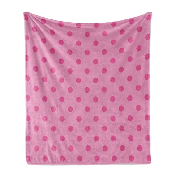 Hot Pink Soft Flannel Fleece Throw Blanket, Classical Simplistic Pattern Design with Small Pink Dots Spots Girlish Style, Cozy Plush for Indoor and Outdoor Use, 60" x 80", Pink Hot Pink, by Ambesonne