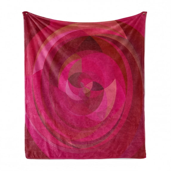 Hot Pink Soft Flannel Fleece Throw Blanket, Rose Inspired Abstract Vortex Swirls Shapes in Pinkish Pastel Colors, Cozy Plush for Indoor and Outdoor Use, 50" x 70", Hot Pink Magenta Pink, by Ambesonne