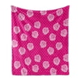 thumbnail image 1 of Hot Pink Soft Flannel Fleece Throw Blanket, Vintage Pale Pink Roses on White Dotted Hot Pink Background Love, Cozy Plush for Indoor and Outdoor Use, 60" x 80", Hot Pink Pale Pink White, by Ambesonne, 1 of 6