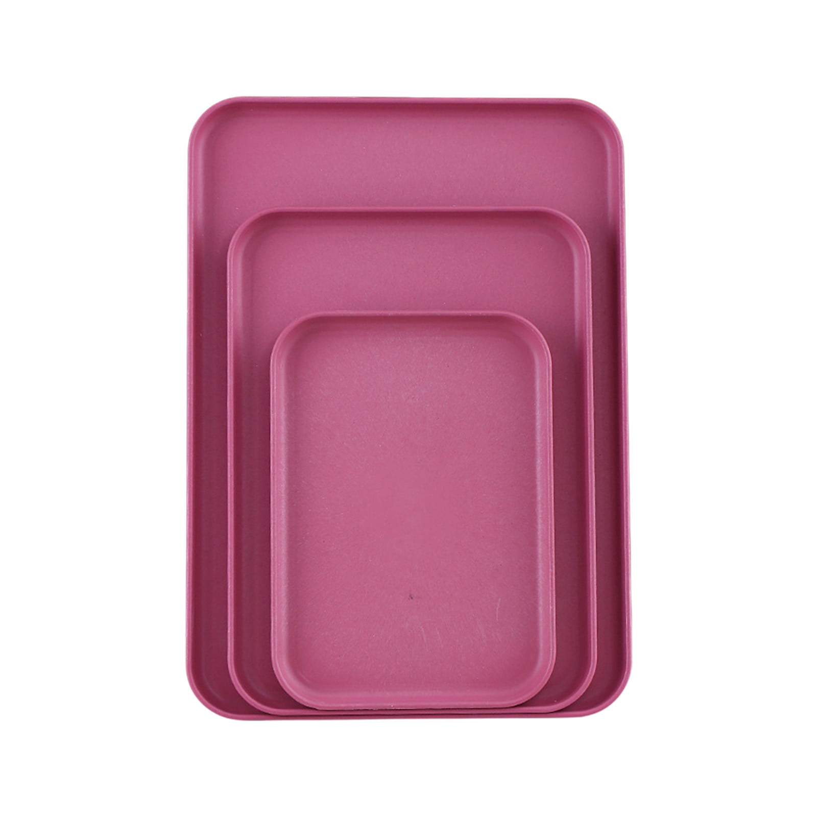 Hot Pink Stackable Rectangular Trays Set Large Medium Small Kitchen ...