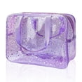 thumbnail image 1 of Hot Pink Star Large Cosmetic Bag, 12 x 5 x 8 inch Travel Pouch with Handle for Makeup, Travel Essentials, Purple, 1 of 14
