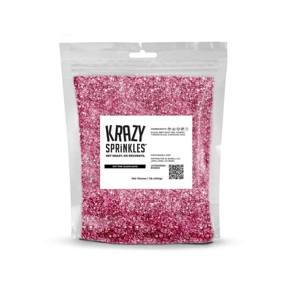 Hot Pink Sugar Sand (1 pound) Candy Decor for Cakes, Ice Cream & Cookies by Krazy Sprinkles