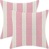 Hot Pink Summer OutdoorPillow Covers 18 x 18 Inch, Boho Polka Dots Striped Decor Throw Pillows for Couch Bed, Geometric Modern Farmhouse Decorative Pillowcase Linen Cushion Cover Set of 2
