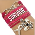thumbnail image 1 of Hot Pink Survivor Breast Cancer Ribbon Bracelet, 1 of 1