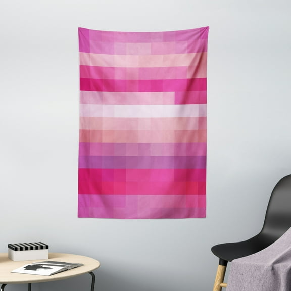 Hot Pink Tapestry, Abstract Art with Modern Expressionist Design Vibrant Pink Tones, Wall Hanging for Bedroom Living Room Dorm Decor, 40W X 60L Inches, Pink Dried Rose Pale Pink, by Ambesonne