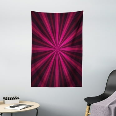 Hot Pink Tapestry, Abstract Starburst Design Radial Lines Vibrant Colored Beams Futuristic, Wall Hanging for Bedroom Living Room Dorm Decor, 40W X 60L Inches, Pink Fuchsia Purple, by Ambesonne