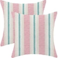 thumbnail image 1 of Hot Pink Teal Summer Outdoor Pillow Covers 16 x 16 Inch,Boho Polka Dots Striped Decor Throw Pillows for Couch Bed,Geometric Modern Farmhouse Decorative Pillowcase Linen Cushion Cover Set of 2, 1 of 6