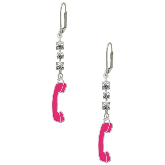 Hot Pink Telephone Crystal Madison Leverback Earrings