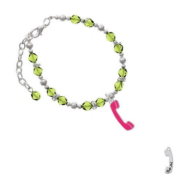 Hot Pink Telephone Lime Green Beaded Bracelet