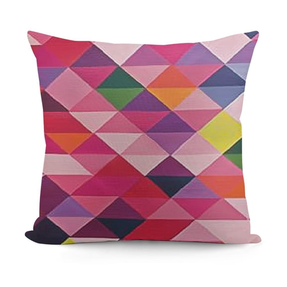 Hot Pink Throw Pillow Cushion Cover, Classical Simple Modern Design with Vibrant Colored Diamond Line Pattern, Decorative Rectangle Accent Pillow Case, Fuchsia Peach