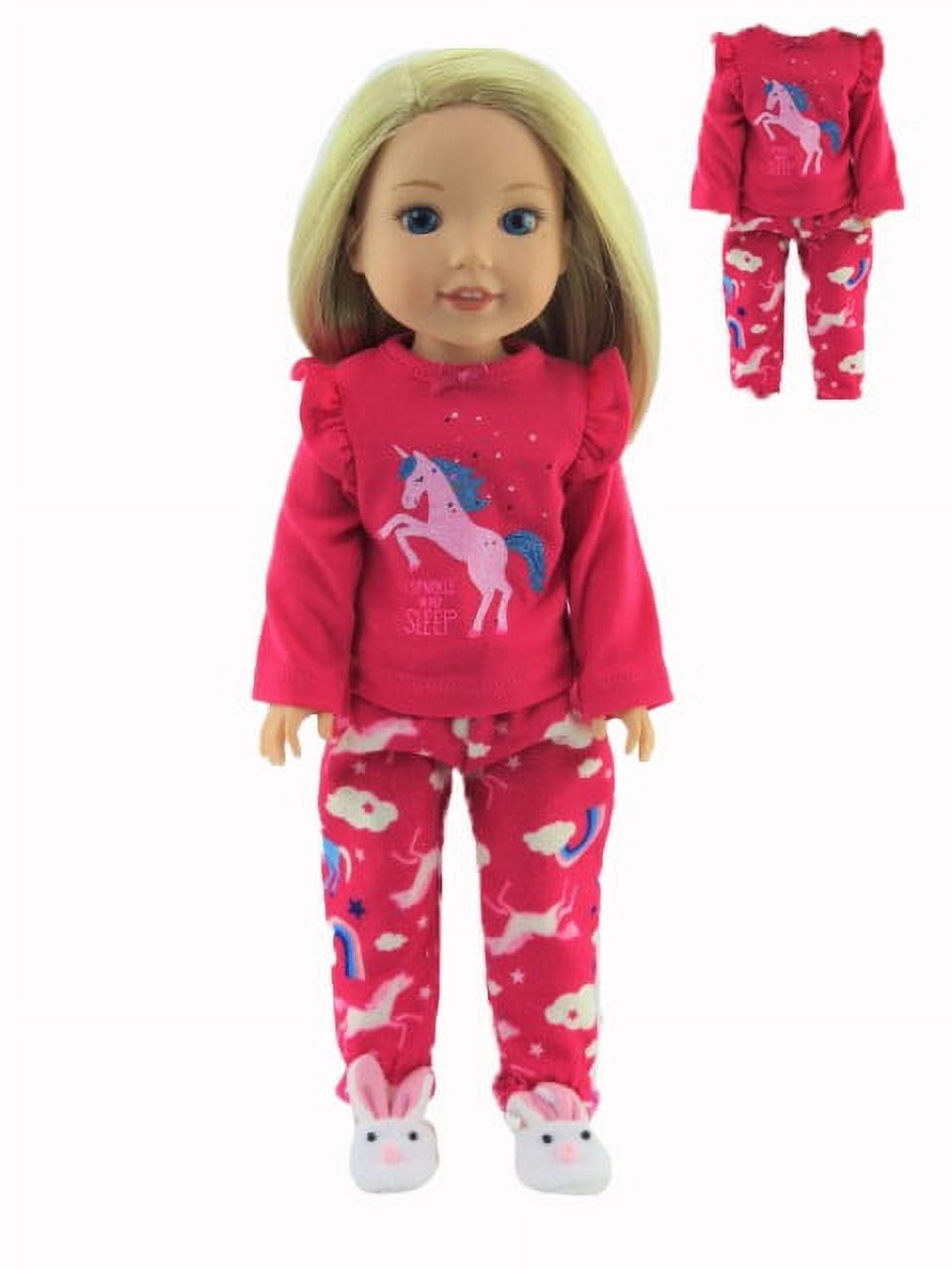 Hot Pink Unicorn Pajamas For 14 Inch Dolls