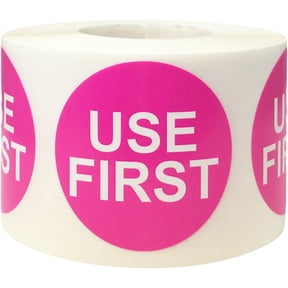 Hot Pink "Use First" Circle Stickers | 1.5" inches Round - 500 Pack