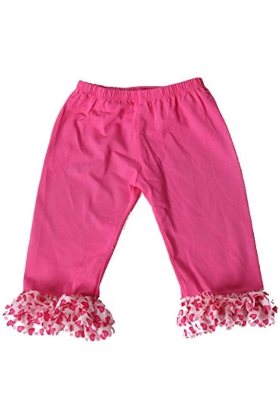 Hot Pink Valentine Heart Ruffle Legging, Size Large