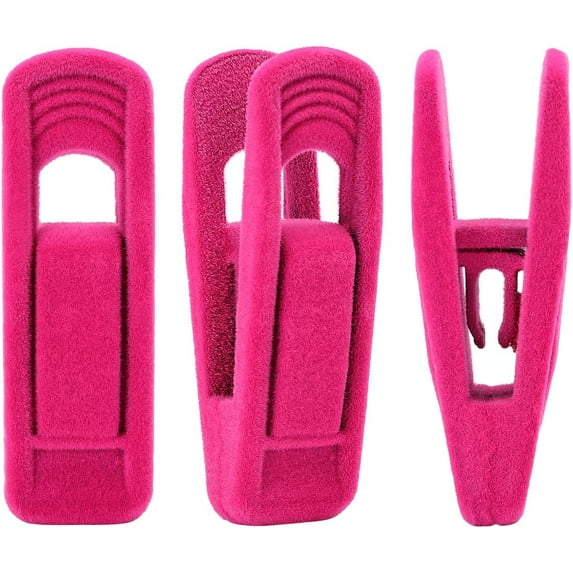 Hot Pink Velvet Hangers Clips, Pants Hangers Velvet Clips, Strong Finger Clips Perfect for Thin Velvet Hangers (20 Pcs, Hot Pink)