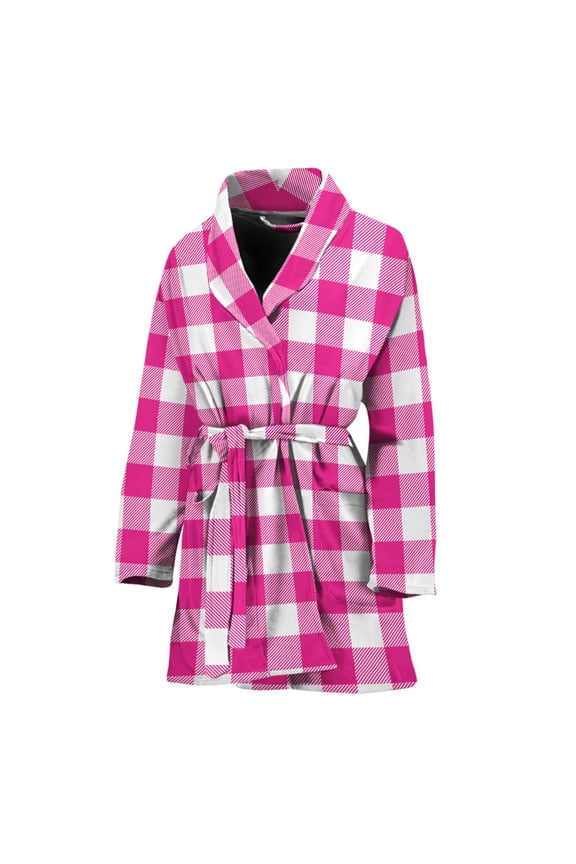 Hot Pink Buffalo Check Bathrobe Women