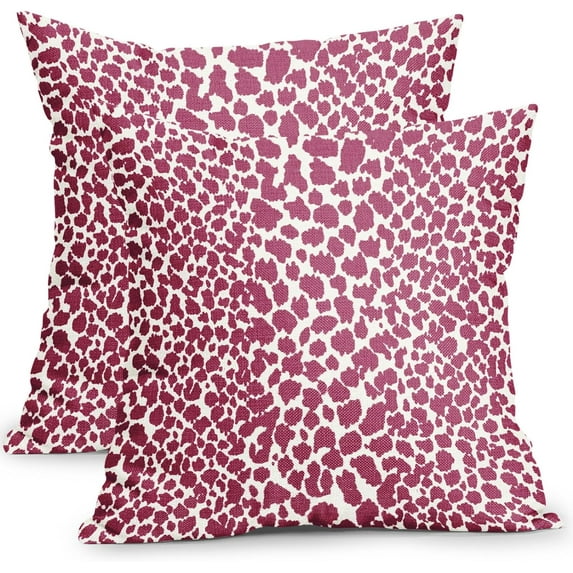 Hot Pink and White Cheetah Pillow Covers 16x16 Inch Set of 2 Modern Leopard Print Outdoor Decorative Throw Pillows Animal Spots Rustic Farmhouse Pillowcases Cotton Linen Cushion Covers for Couch Decor
