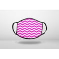 thumbnail image 1 of Hot Pink White Chevron Stripes Wave - 3-Ply Reusable Soft Cloth Face Covering, Unisex, Cotton Inner Layer, 1 of 3